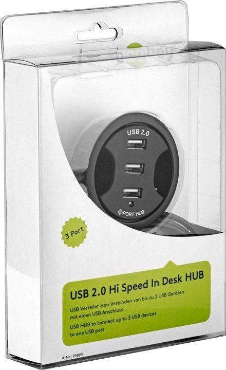 Hub 3x USB 2.0 pentru birou Goobay