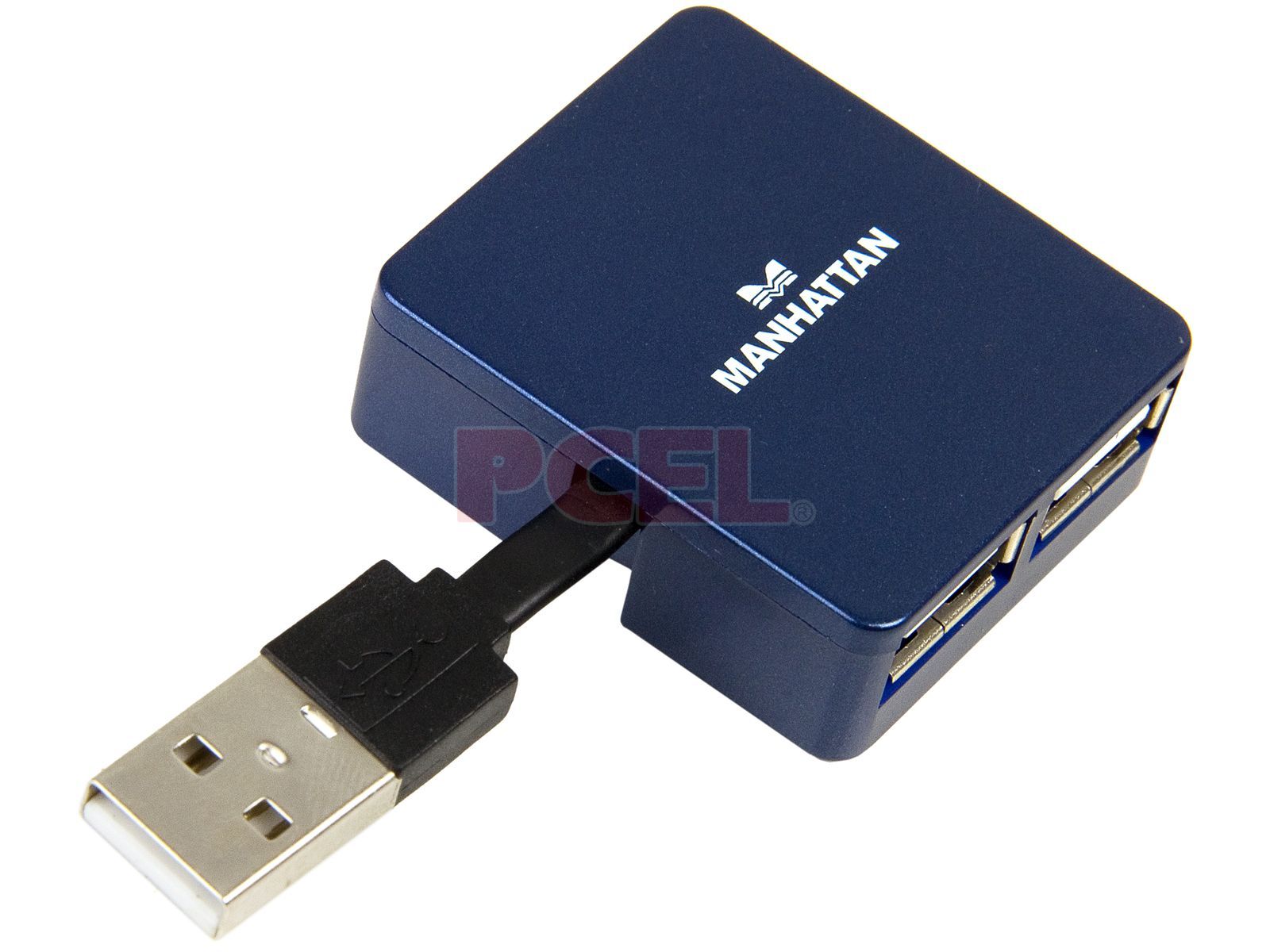 HUB mini USB 2.0 cu 4 porturi albastru 160605 Manhattan