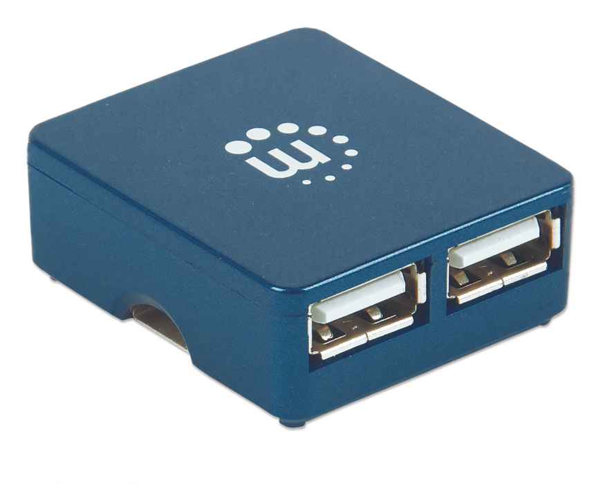 HUB mini USB 2.0 cu 4 porturi albastru 160605 Manhattan