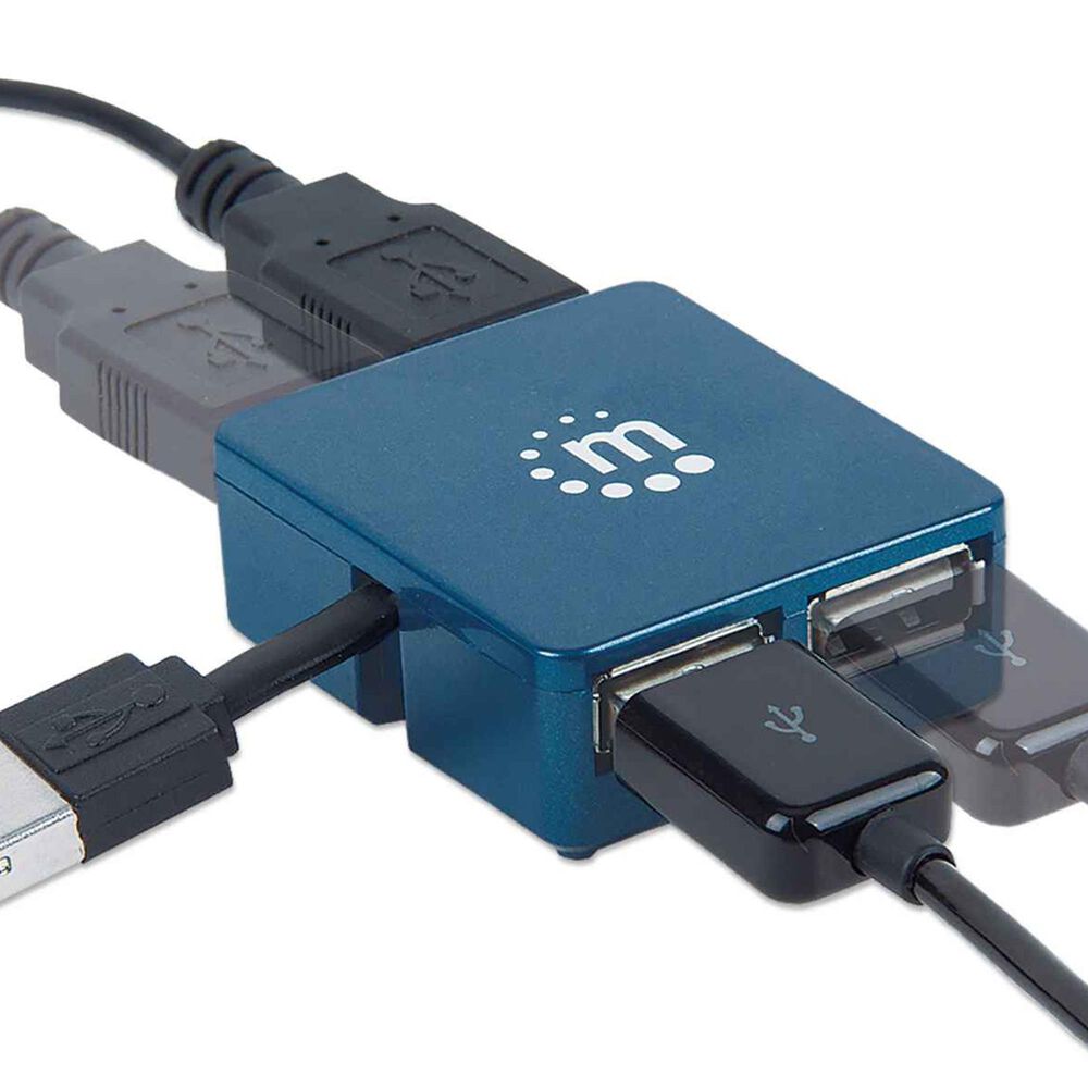 HUB mini USB 2.0 cu 4 porturi albastru 160605 Manhattan