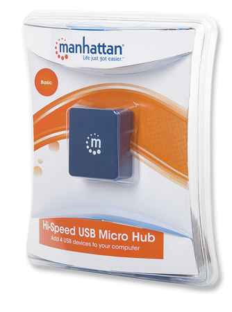 HUB mini USB 2.0 cu 4 porturi albastru 160605 Manhattan