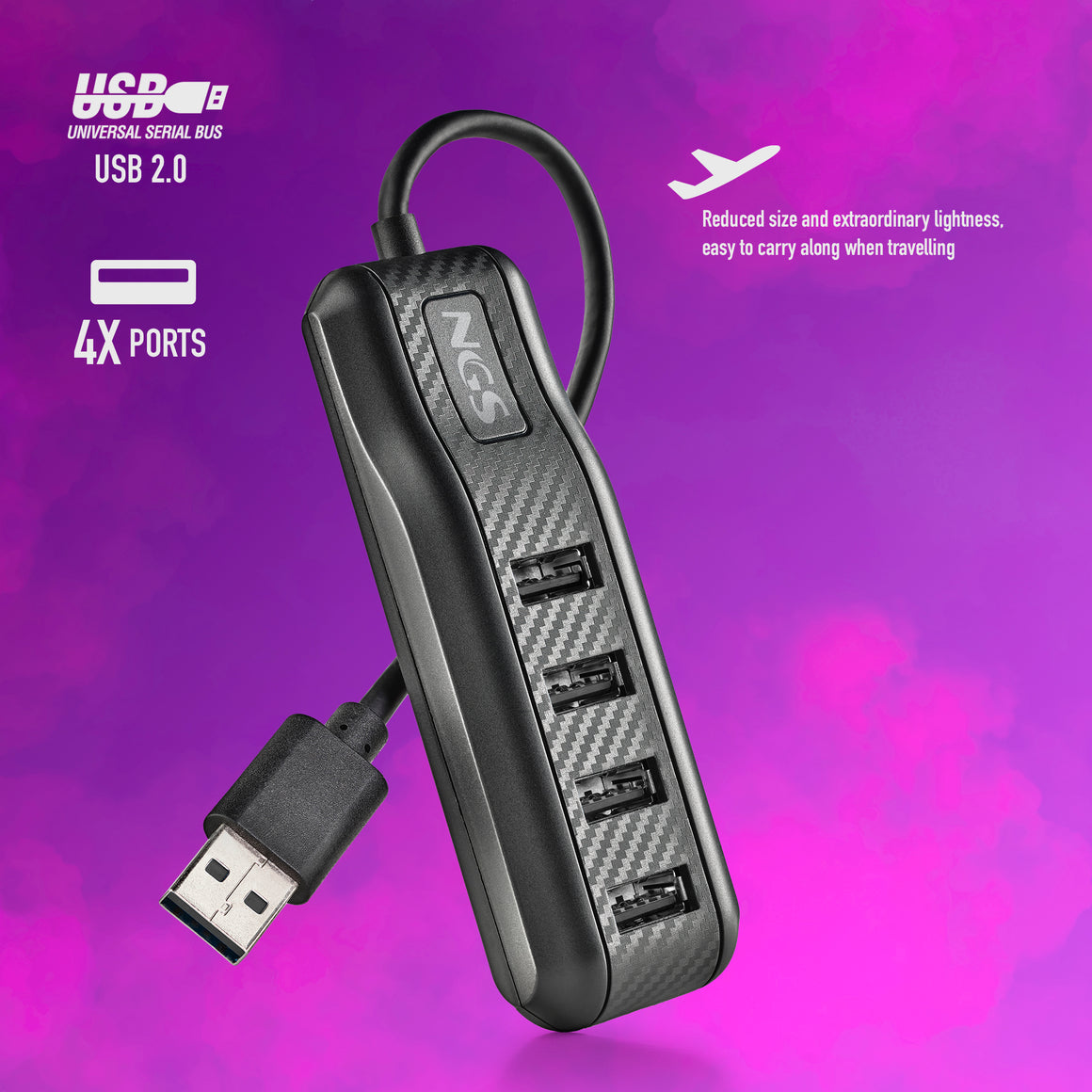 Hub USB 2.0 4 porturi USB negru NGS Port 2.0