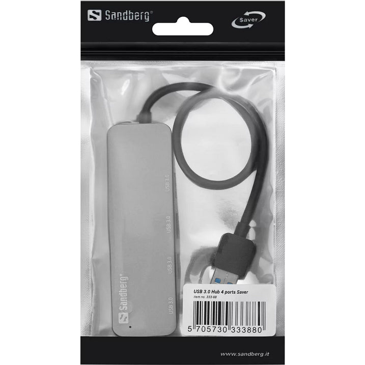 Hub USB 3.0 Sandberg 333-88 Saver 4 porturi argintiu