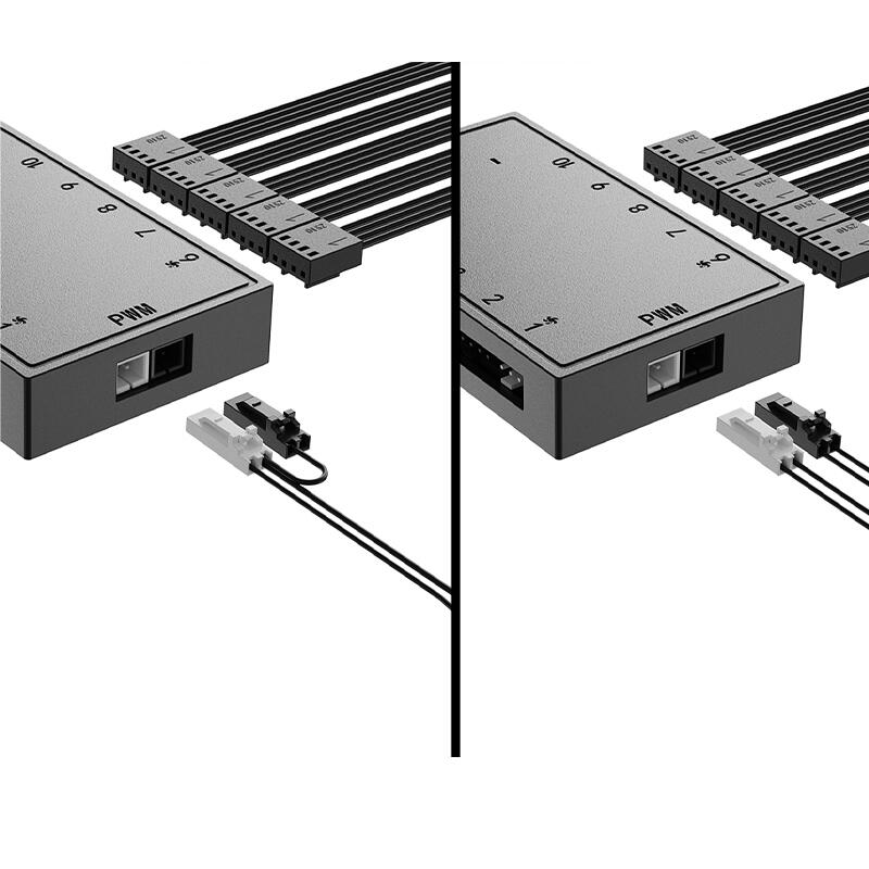 HUB ventilatoare 10 port-uri cu PWM 4 pin alimentare SATA ID-Cooling PWM Orico FH-10-PWM cablu alimentare 500mm cablu PWM 700mm