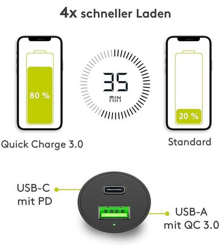 Incarcator 12-24V auto rapid dublu USB si USB type C PD 3A 48W Goobay