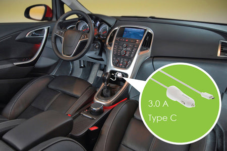 Incarcator auto 12-24V - USB Type C 3A alb Sweex