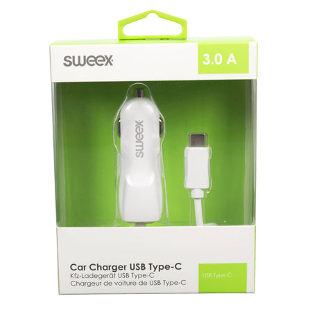 Incarcator auto 12-24V - USB Type C 3A alb Sweex