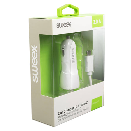 Incarcator auto 12-24V - USB Type C 3A alb Sweex