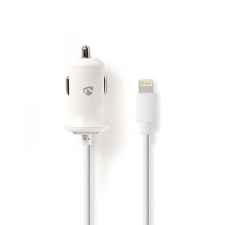 Incarcator auto 12V - Apple Lighting 2.4A certificat MFi alb 1m Nedis