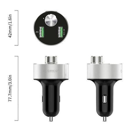 Incarcator auto 15.5W 2x USB Bluetooth microSD slot argintiu Orico UBT-2U