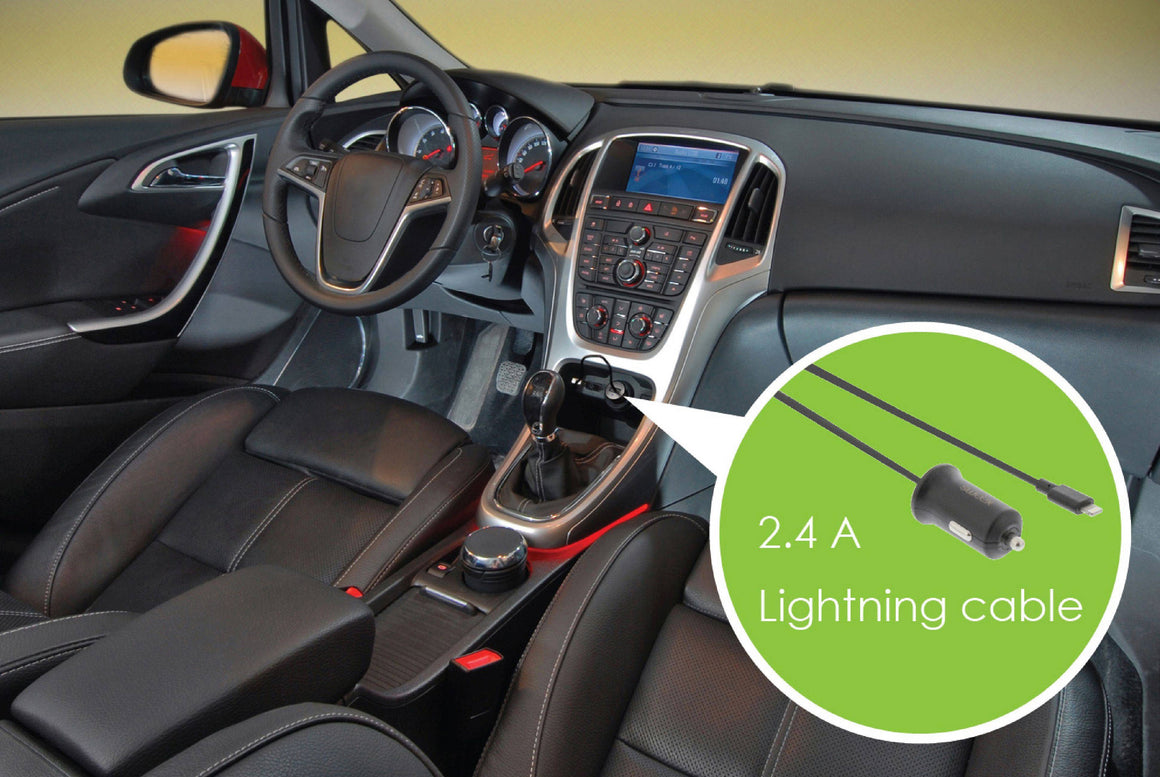 Incarcator auto 2.4A Apple Lightning negru Sweex