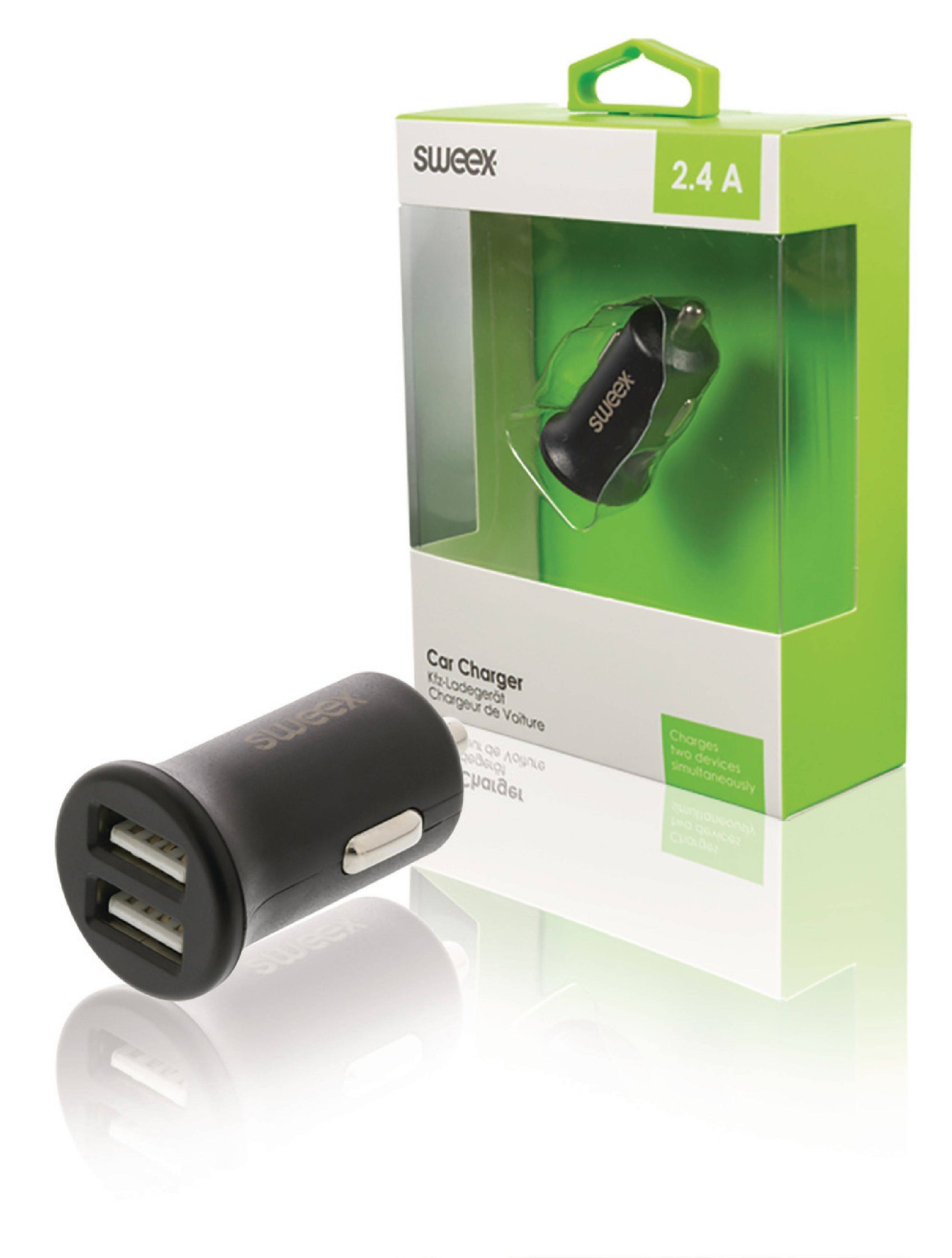 Incarcator auto 2x USB 2.4A negru Sweex