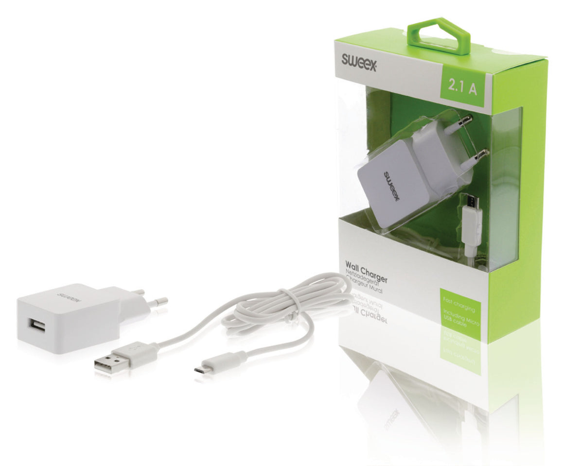 Incarcator de la retea iesire USB 2.1A alb Sweex