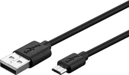 Incarcator de retea dual 2x USB cu cablu micro USB 2.4A negru Goobay