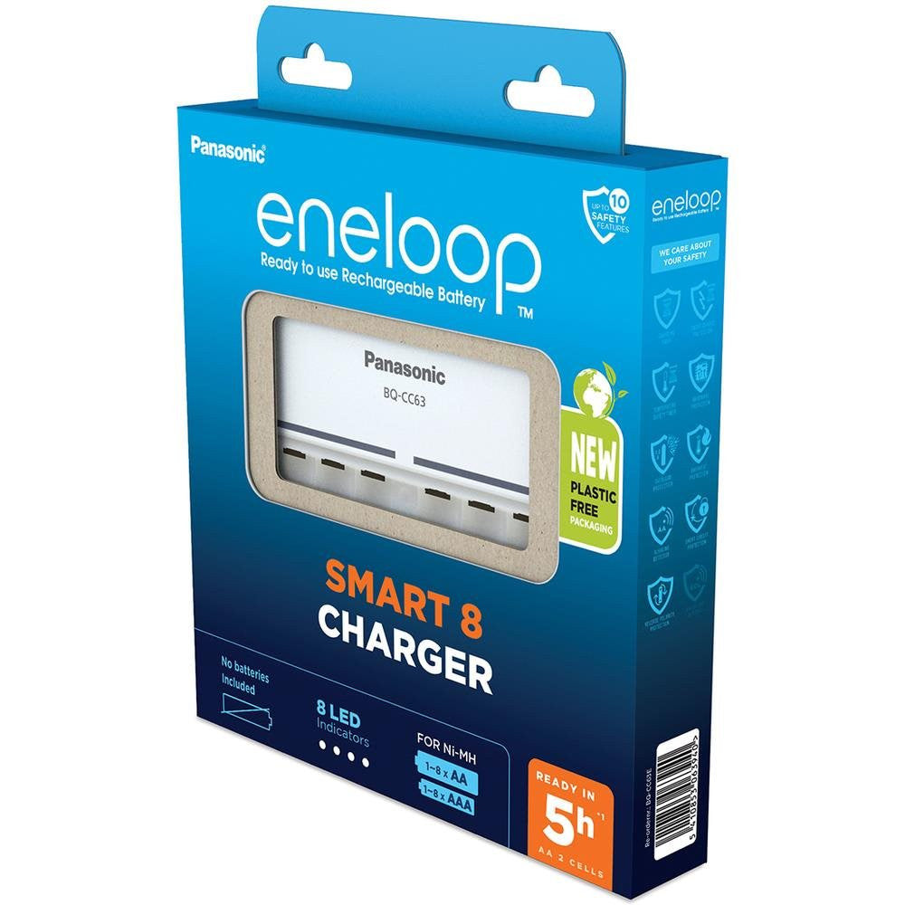 Incarcator Eneloop pro Panasonic SMART 8 CHARGER 8x AA R6 sau 8x AAA R3 NiMH BQ-CC63E