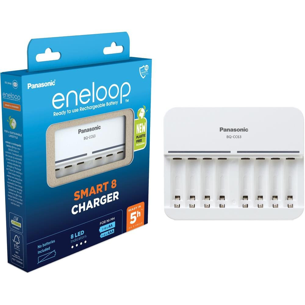 Incarcator Eneloop pro Panasonic SMART 8 CHARGER 8x AA R6 sau 8x AAA R3 NiMH BQ-CC63E