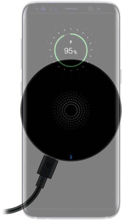 Incarcator fara fir wireless 5W negru pentru telefoane inteligente si dispozitive standard QI Goobay