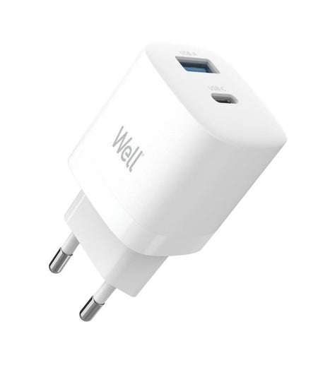 Incarcator retea USB Well GaN USB TYPE C PD30W + USB-A 30W PPS 33W alb
