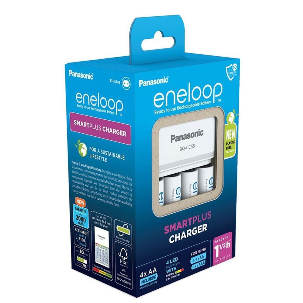 Incarcator Smart & Quick Eneloop Panasonic include 4x AA (R6) 2000mA K-KJ55MCD40E