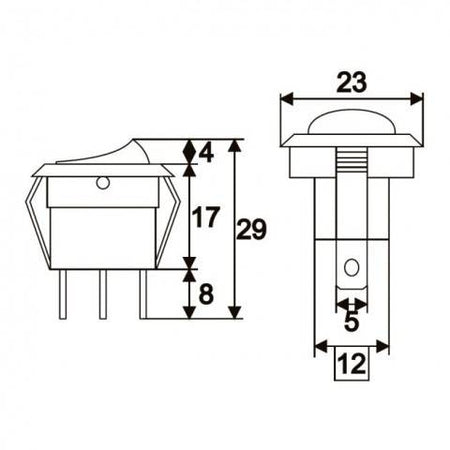 Interupator basculant 1 circuit 3 pini 12V 16A OFF-ON LED galben cu retinere