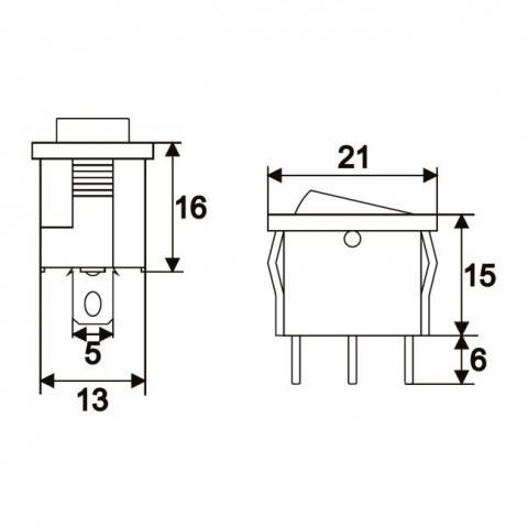 Interupator basculant 1 circuit 3 pini 6.5A 250V OFF-ON albastru 09019KE