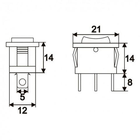 Interupator basculant 1 circuit 3 pini 6A 250V ON-OFF-ON cu retinere