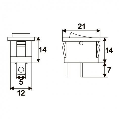 Interupator basculant 2 pini 1 circuit 6A 250V OFF-ON