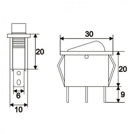 Interupator basculant 3 pini 1 circuit 10A 250V OFF-ON lumina verde cu retinere