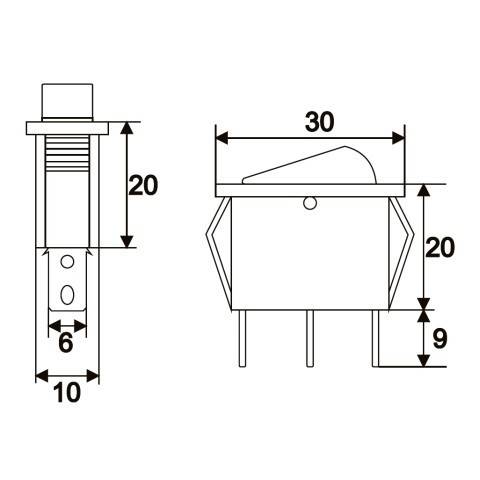 Interupator basculant 3 pini 1 circuit 10A OFF-ON albastru cu retinere