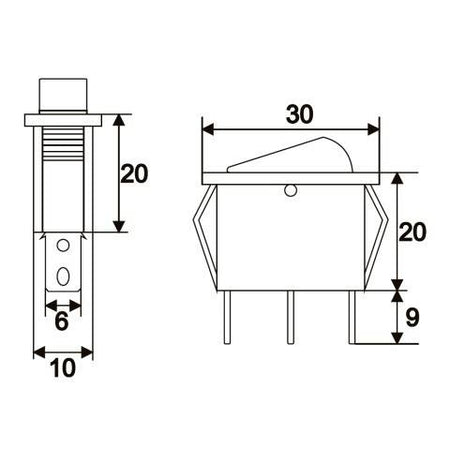 Interupator basculant 3 pini 1 circuit 10A OFF-ON albastru cu retinere