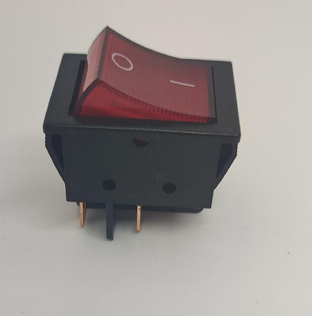 Intrerupator 4 poli 250V 30A ON-OFF 1 buton rosu cu retinere 25x35 mm