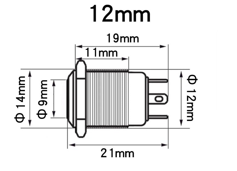 Intrerupator buton SW 1 cu retinere metal 12mm 12-24V LED albastru