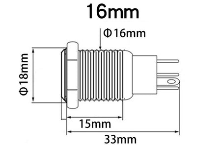 Intrerupator buton SW 2 cu retinere metal 16mm 12-24V LED albastru