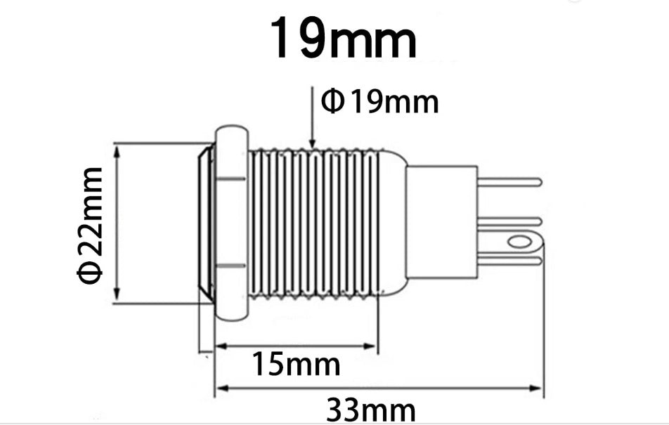 Intrerupator buton SW 3 cu retinere metal 19mm 12-24V LED albastru