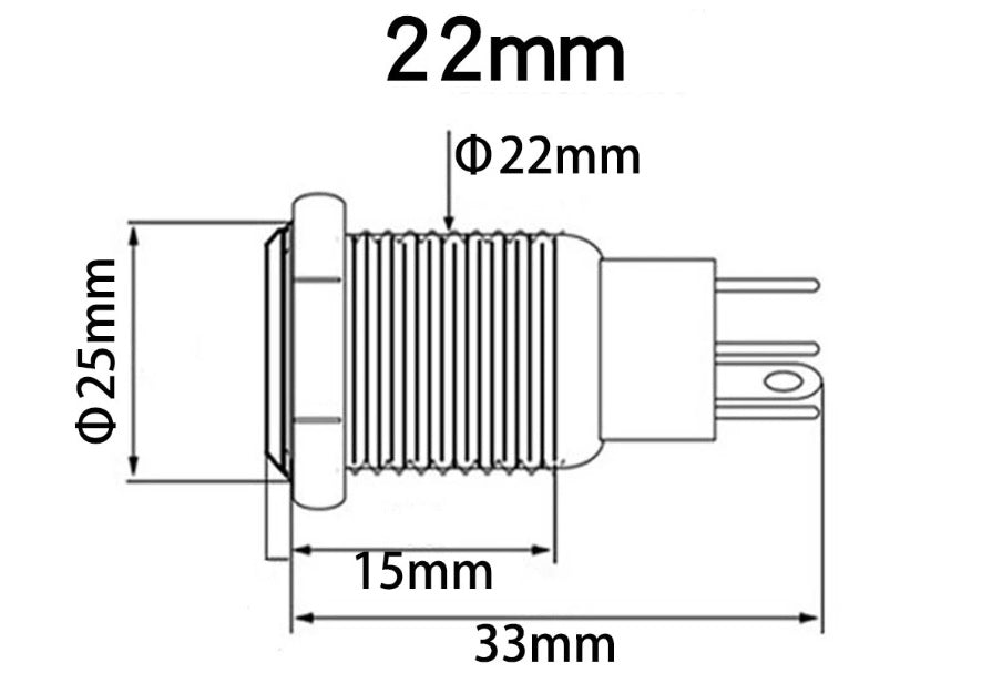 Intrerupator buton SW 4 cu retinere metal 22mm 12-24V LED albastru