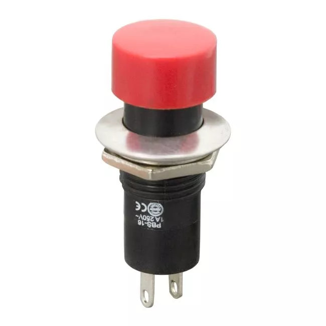 Intrerupator cu apasare 1 circuit 1A 250V OFF-ON rosu cu retinere