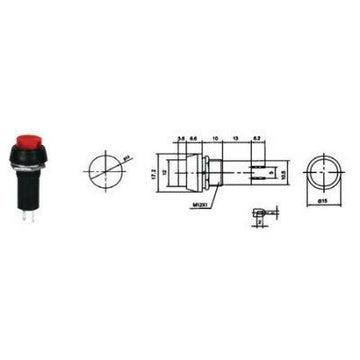 Intrerupator OFF-ON rosu prin apasare cu retinere rotund 1A 230VAC PBS 11B