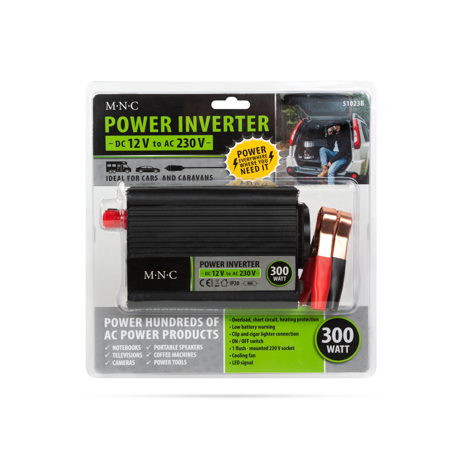 Invertor de tensiune auto 12V/230V 300W M`N`C