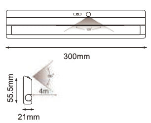 Lampa LED 1.5W 135lm 4000K cu senzor de miscare 300x55x21mm 4x AA V-TAC