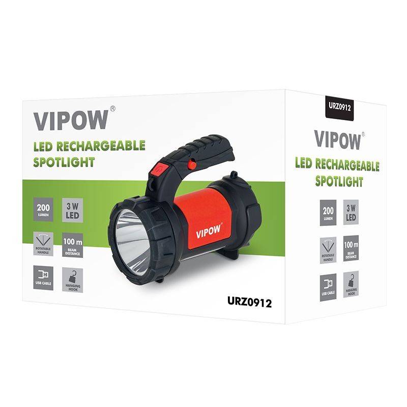 Lanterna cu incarcare 3W +3W LED VIPOW