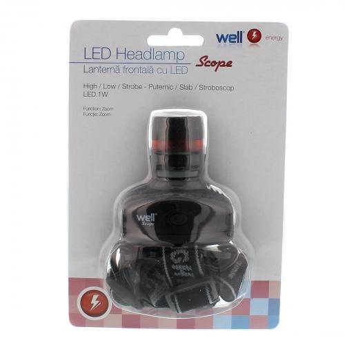 Lanterna frontala cu LED 1W 60lm Well