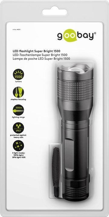 Lanterna LED 20W 1500lm neagra Goobay