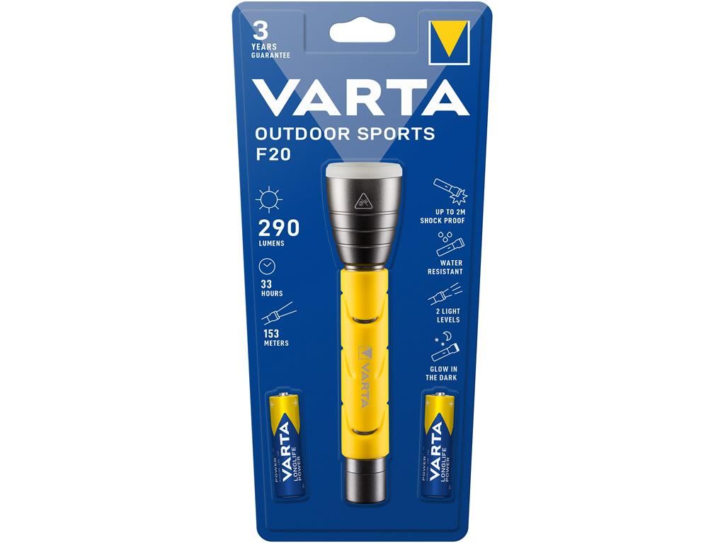 Lanterna LED Varta Outdoor Sports F20 + 2x AA Longlife Power