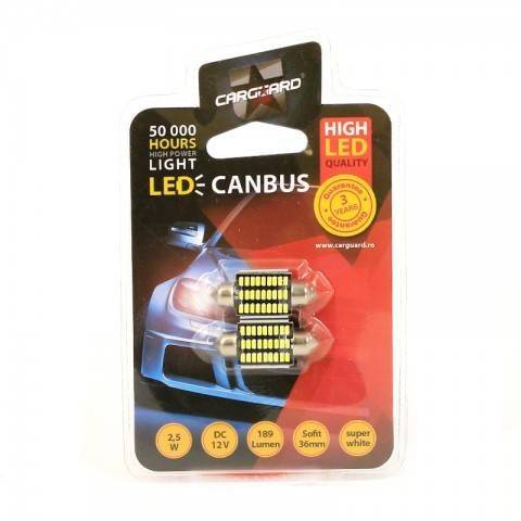 LED Sofit Canbus 36mm Plafoniera numar de inmatriculare 12V 2.5W 189lm CAN117 set 2buc Carguard