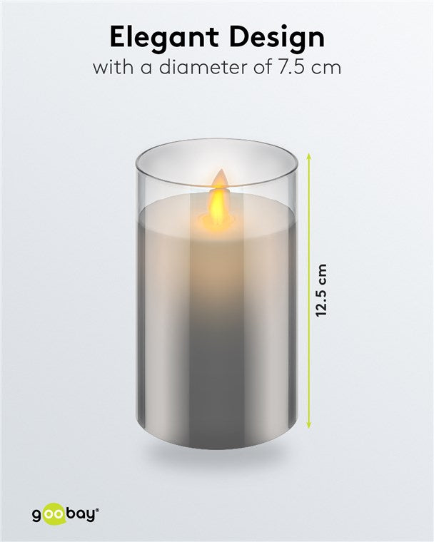 Lumanare LED Real Wax din sticla 7.5x12.5cm Goobay 60371