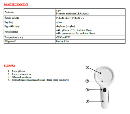 Lupa portabila LED cu lumina UV ProsKit