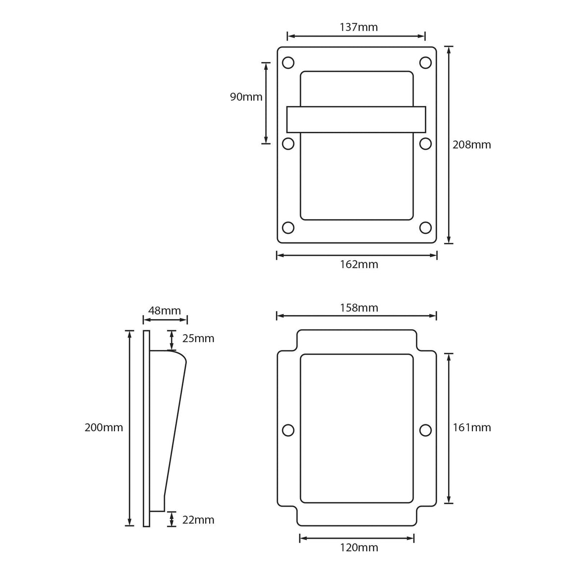 Maner boxa 210x160x55mm