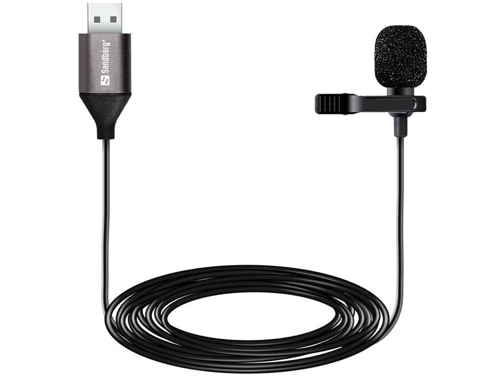 Microfon lavaliera cu clip Sandberg 126-19 USB 2m negru