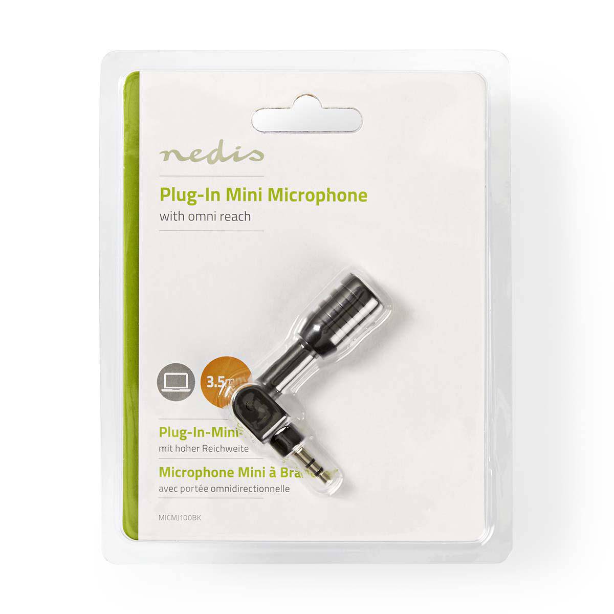 Microfon mini jack 3.5 mm negru Nedis