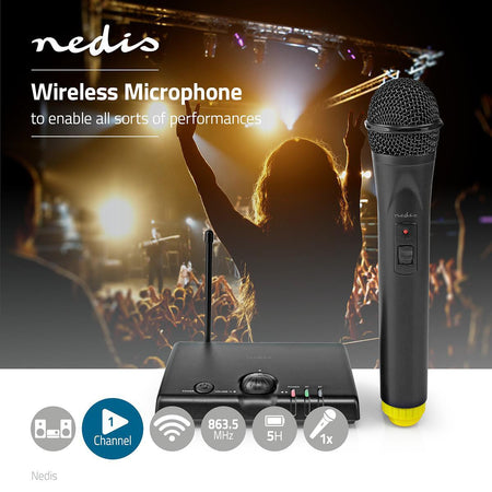 Microfon wireless Nedis 1 canal cu autonomie receptor 5 ore negru